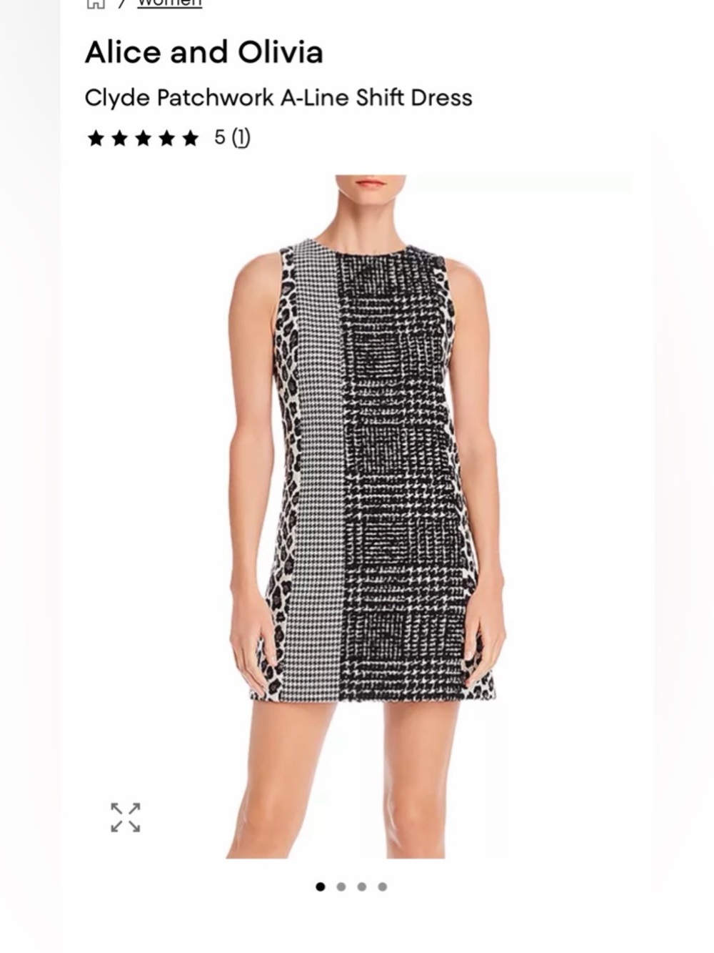 Alice + Olivia Black & White Patchwork Shift Dress